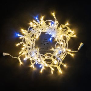 Гирлянда Нить с Колпачком 10м Тепло-Белая с Мерцанием Белого Диода, 100 LED, Провод Прозрачный ПВХ, IP65