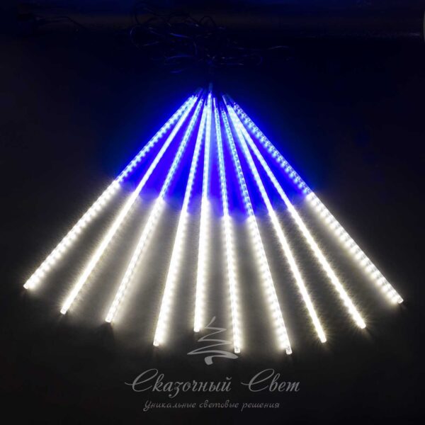 Комплект "Тающие сосульки" 5 шт. 5 x 1 м, черный провод, 480 led, белый, синий