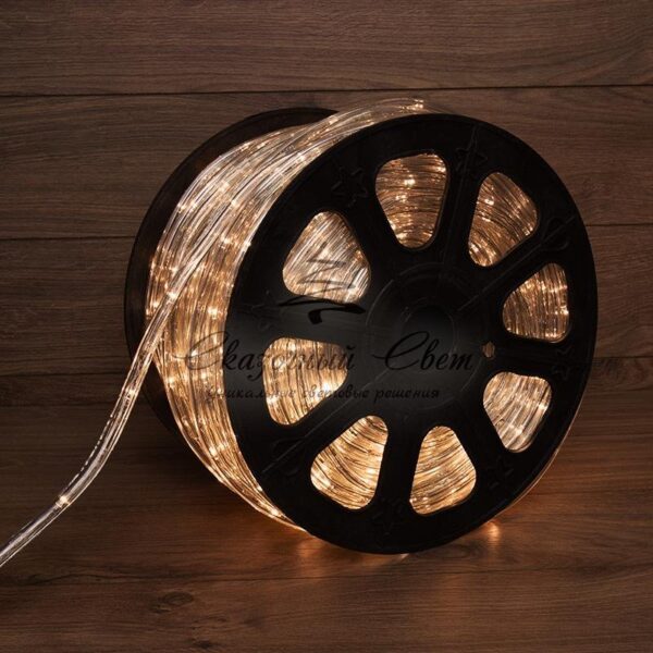 Дюралайт LED,  свечение с динамикой (3W) - ТЕПЛЫЙ БЕЛЫЙ,  24 LED/м,  бухта 100м