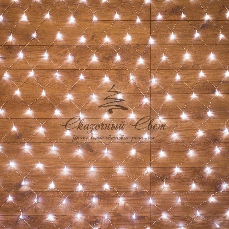 Гирлянда "Сеть" 1,8х1,5м, прозрачный ПВХ, 180 LED Белые