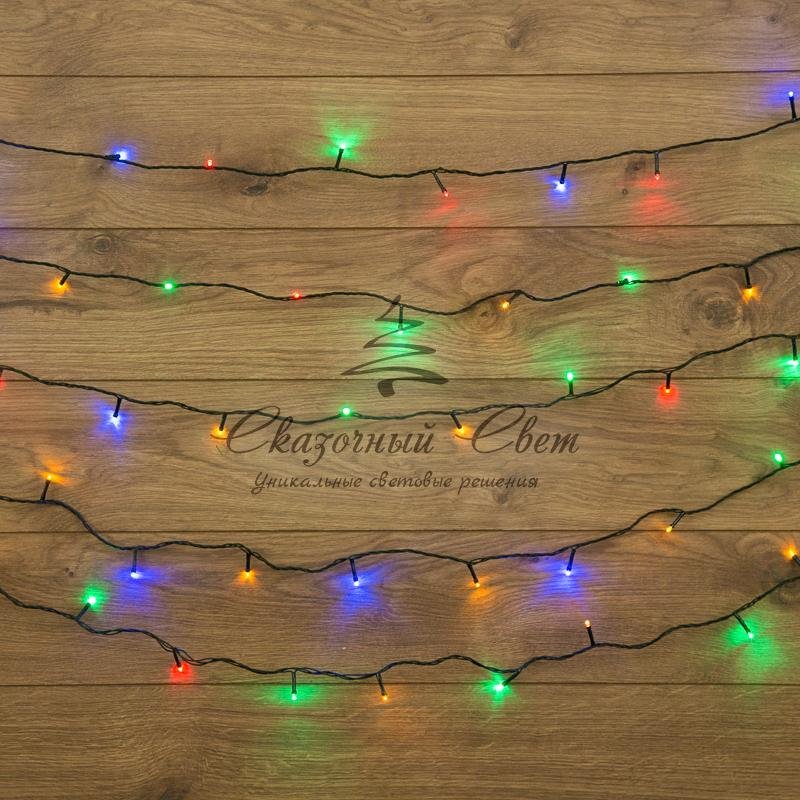 Гирлянда "Твинкл Лайт" 10 м, темно-зеленый ПВХ, 80 LED, цвет мультиколор