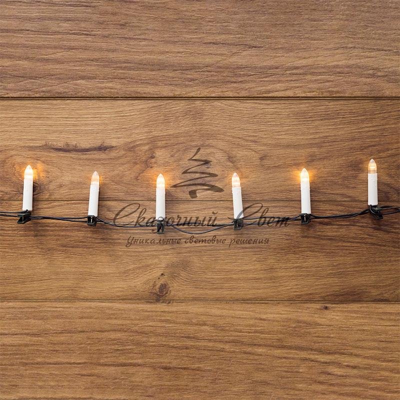 Гирлянда "Свечи" 4м, темно-зеленый ПВХ, 20 LED ТЕПЛЫЙ БЕЛЫЙ