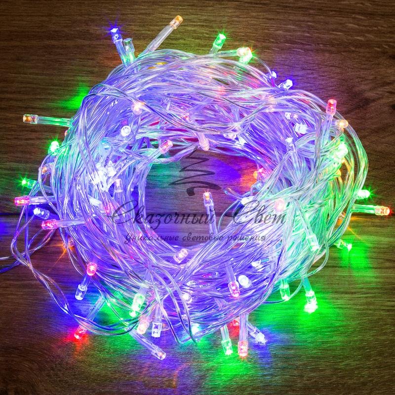 Гирлянда "Твинкл Лайт" 10 м, прозрачный ПВХ, 80 LED, цвет Мультиколор