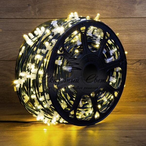 Гирлянда "LED Clip Light" 12V шаг 150 мм,  цвет диодов ТЕПЛЫЙ БЕЛЫЙ,  Flashing (Белый)