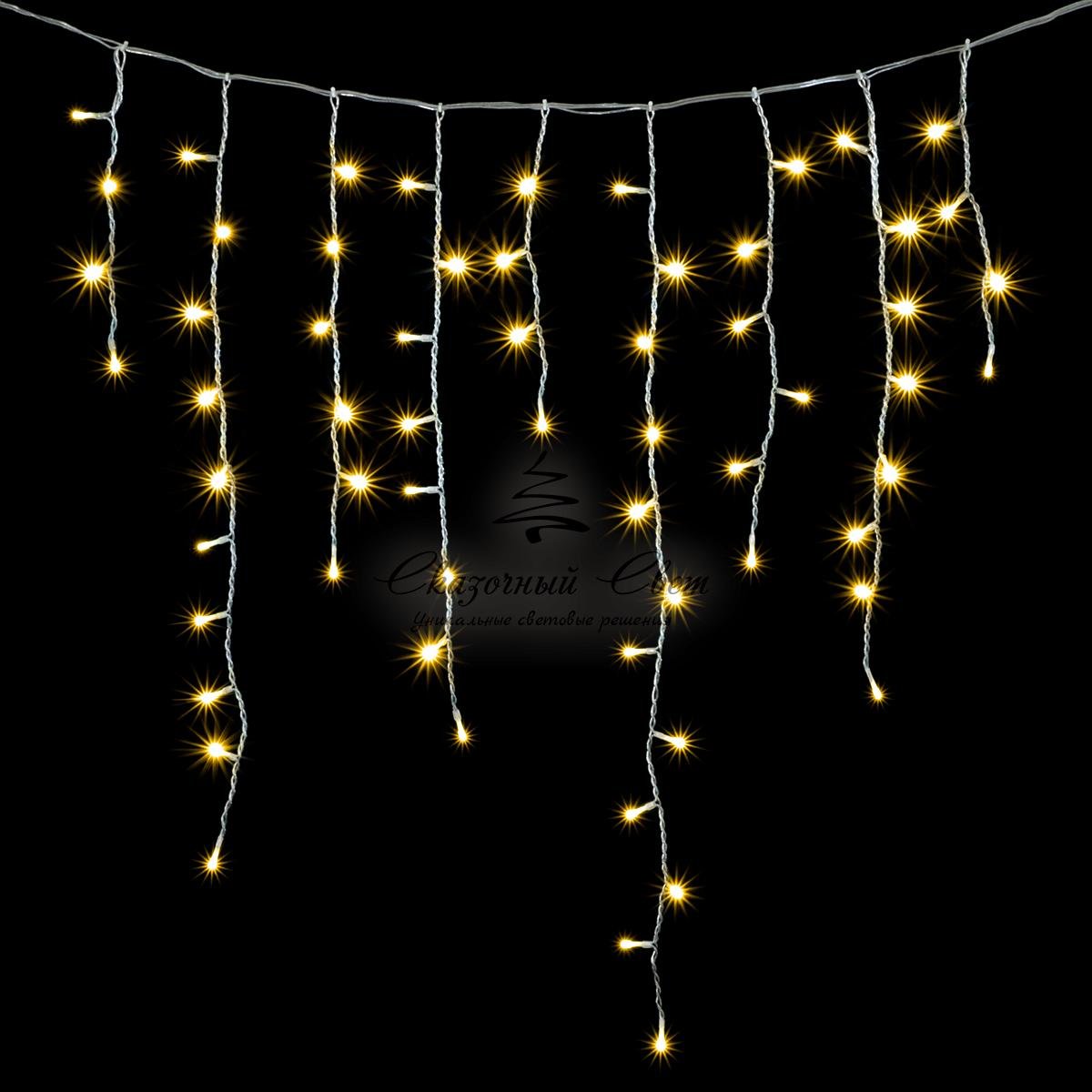 Гирлянда Бахрома 5 x 0,9 м Шампань, 348 LED, Провод Прозрачный Силикон, IP65