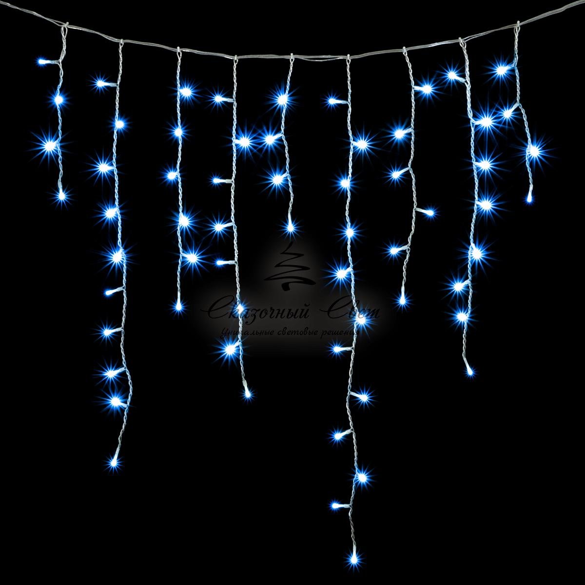 Гирлянда Бахрома 5 x 0,9 м Небесно-Голубая, 348 LED, Провод Прозрачный Силикон, IP65