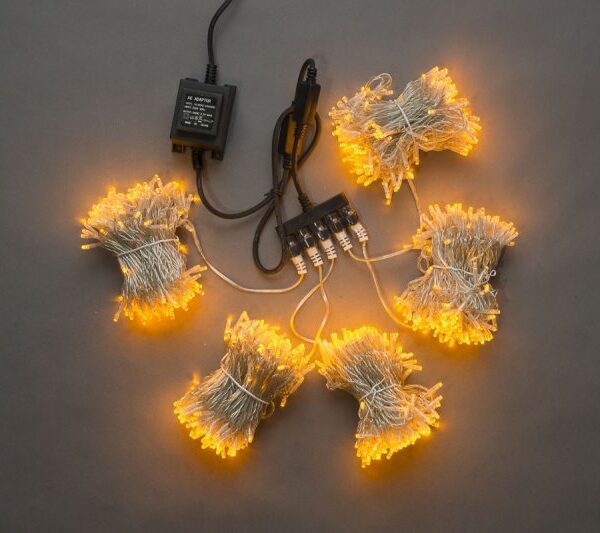 Гирлянда-спайдер Flash 5х20м, 1000LED, прозрачный провод, желтый/желтый флэш, настенный уличный светильник