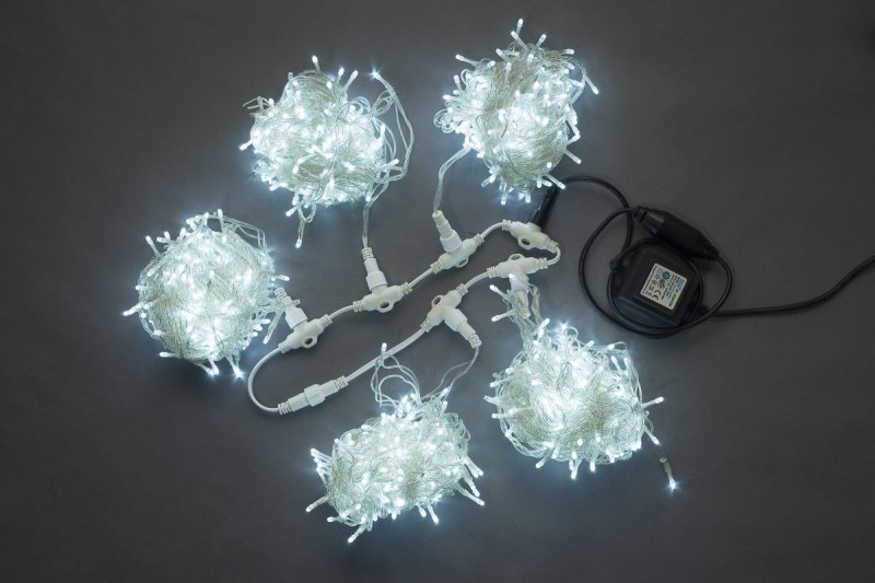 Гирлянда-спайдер Flash 5х20м, 1000LED, прозрачный провод, белый/белый флэш, прожектор, настенный, светодиодный