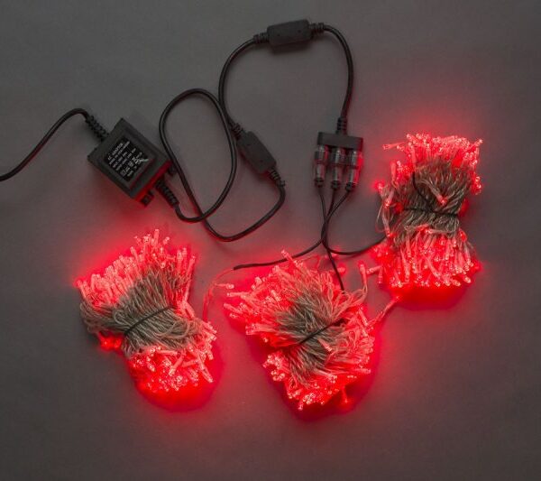 Гирлянда-спайдер для елки Flash 3х20м, 600LED, прозрачный провод, красный/красный флэш