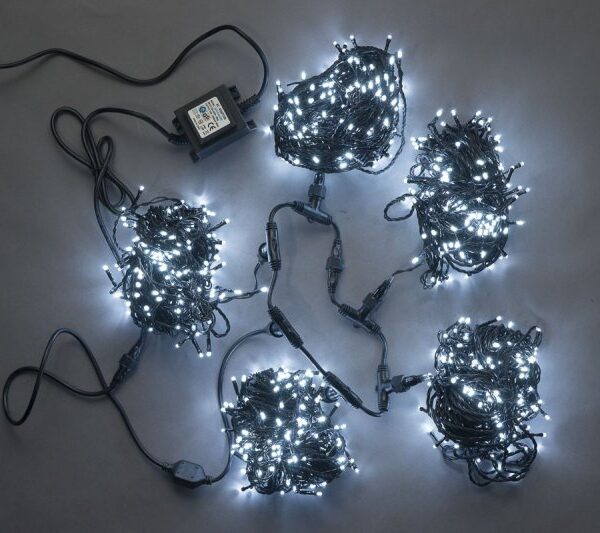 Гирлянда-спайдер 5х20м, 1000LED, черный провод, белый