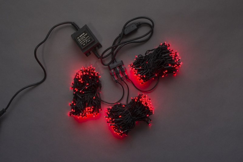 Гирлянда-спайдер 3х20м, 600LED, черный провод, красный
