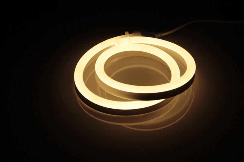 Гибкий неон (LED neon flex) 12х25мм, 120 led/m, бухта 50м, кратность резки 1метр, тёплый белый